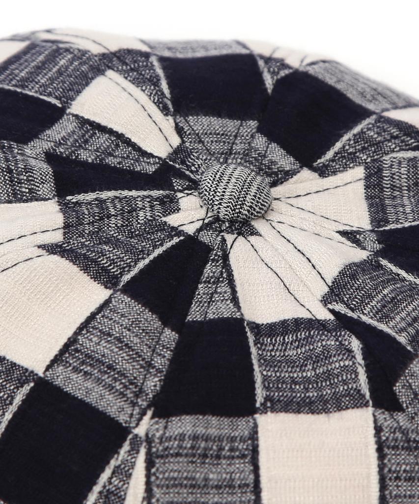 Eondeokeonteulolseutyudio Autumn Beret Bread Beret / Shade Check / Milk Navy