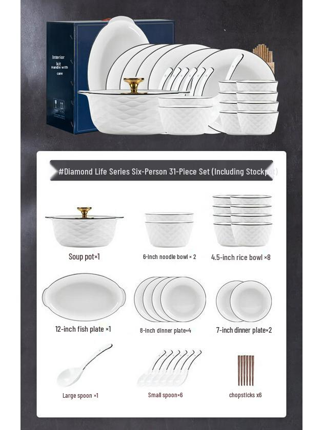 Kangmo Cream Style 31-Piece Ceramic Dinnerware Set