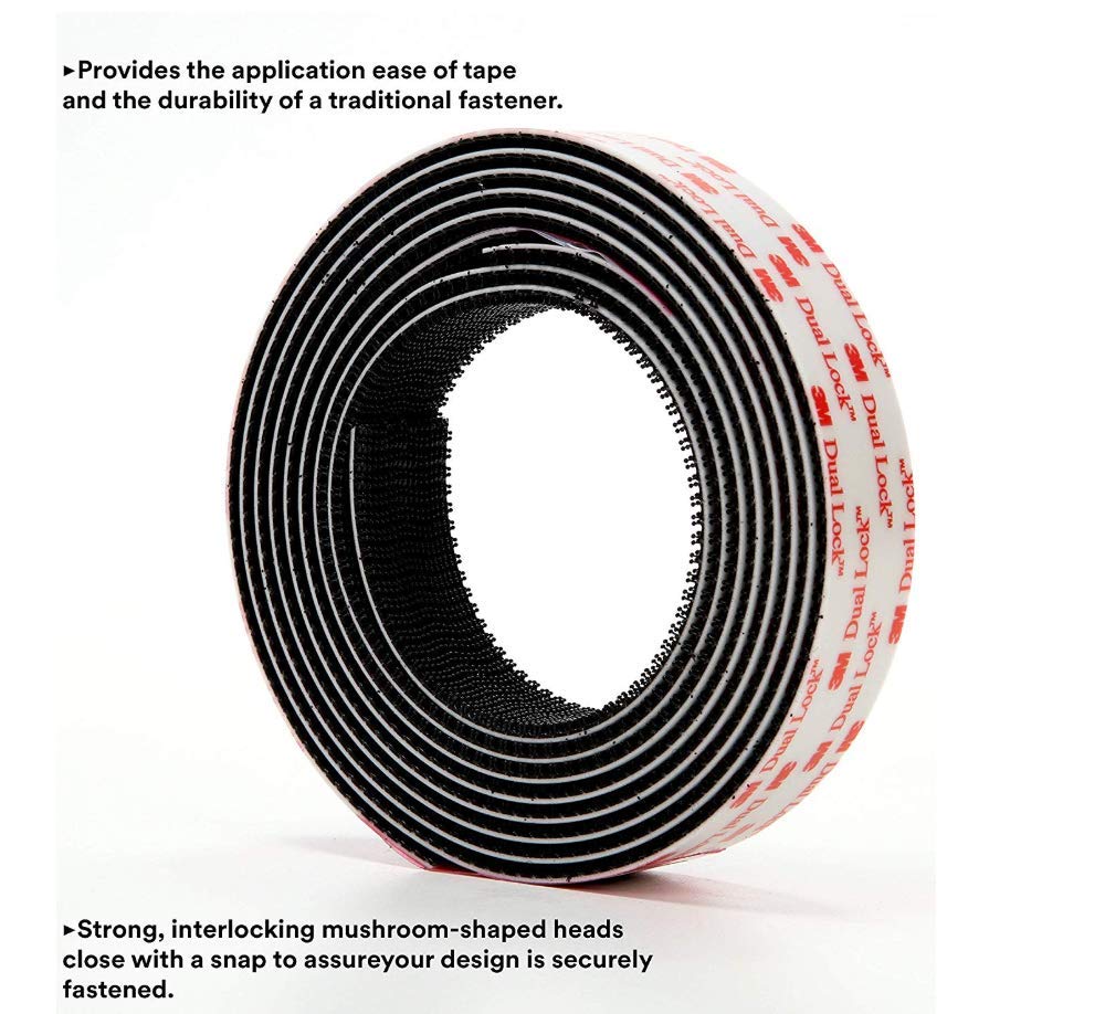 3M Dual Lock Reclosable Zipper SJ3550 250mm Black x (25mm 182cm)