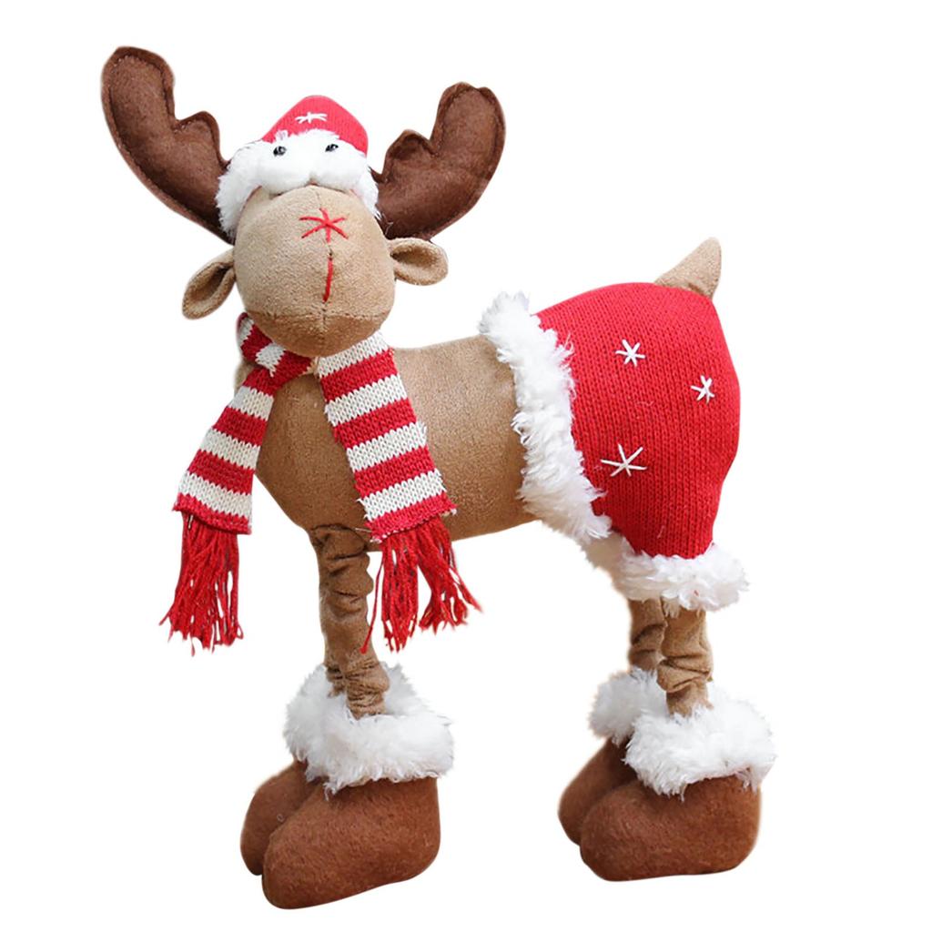 Christmas Decor Handmade Christmas Plush Rustic Plaid M^oose Stuffed Animal Gift Home Ornaments