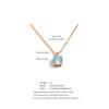 Yhpup Stainless Steel Rose Flower Shape Cutting Zirconia Drop Necklace Shiny Delicate Korean Jewelry Wholesale