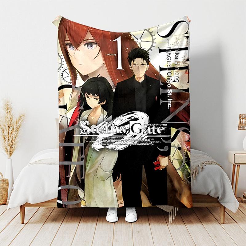 Steins;Gate printed throw blanket—lightweight,soft,warm;versatile blanket all seasons—perfect air-conditioning throw,nap blanket