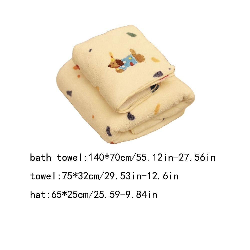 Absorbent Coral Fleece Bath Towel Cartoon Puppy Pool Towel Skin Friendly Soft Towel Set  Girls