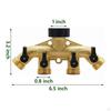 FourWay Hose Splitter Black Lever Handles FourOutlet Brass Toned