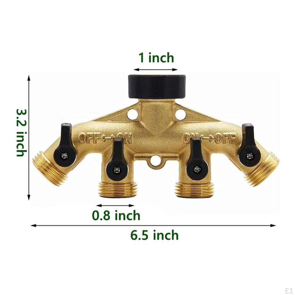 FourWay Hose Splitter Black Lever Handles FourOutlet Brass Toned