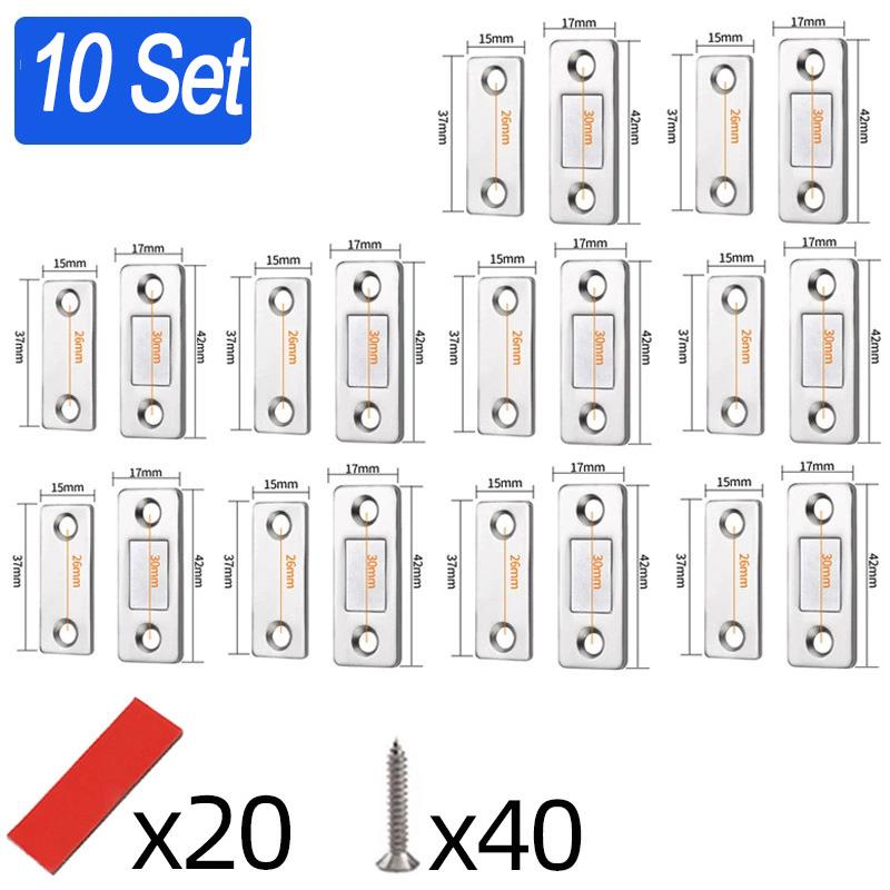 20/1Set Self Adhesive Magnetic Cabinet Catches Invisible Magnets Door Stopper Patch Furniture Drawer Window Door Closer Latch