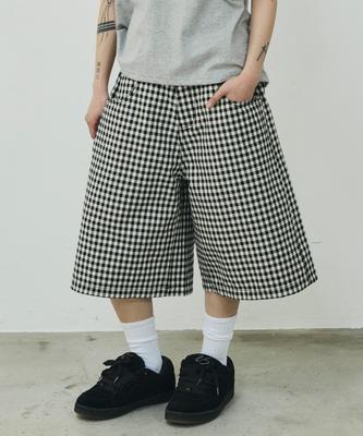 SCALLYWAG Checked Border Bermuda Shorts [Black]