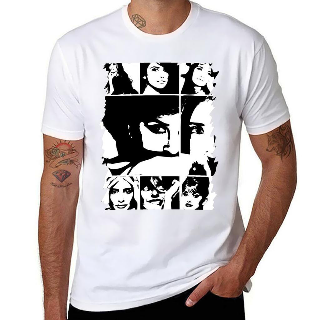 Penelope Cruz Kunst T-Shirt Basic Unifarben Kurzarm Baumwoll Oberteil