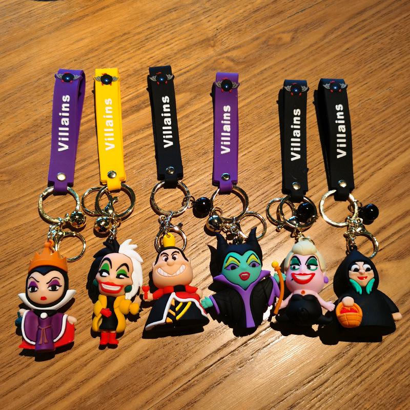 Cute Cartoon Witch Silicone Keychain Pendant Doll - Evil Villain Design for Car Keys and Bag Ornament