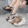 Fashion 2025 Summer Women's Fashion Bow Design Fish Mouth Casual Sandals Shiny Open Toes Comfortable Versatile Beach Wedge Heel Sandals