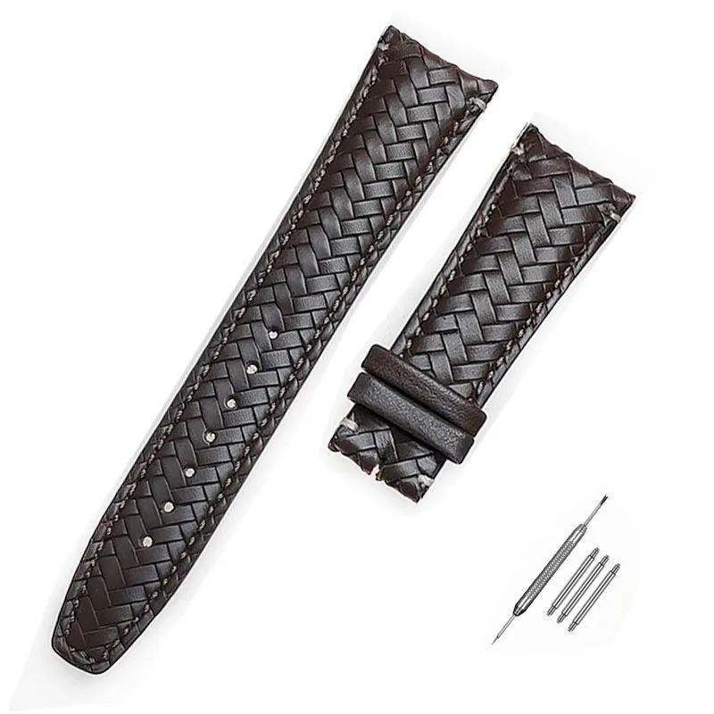 

20 мм 22 мм Кожаный плетеный ремешок для часов для Seiko для Omega с изогнутым концом, браслет с раскладывающейся застежкой, сменный мужской ремешок для часов 22mm-Curved end