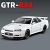 AQG2  1:24 Nissan Skyline Ares GTR R34 Alloy Sports Car Model Diecasts Metal Racing Car Vehicles Model Sound and Light Kids Toys Gifts