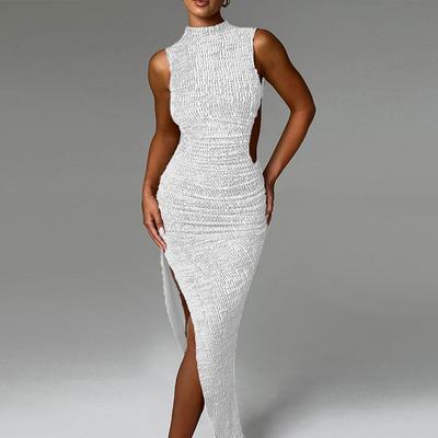 Evropské a americké letní dámské bez rukávů s holými zády bez ramínek přiléhavé dlouhé sexy elegantní šaty pro ženy
