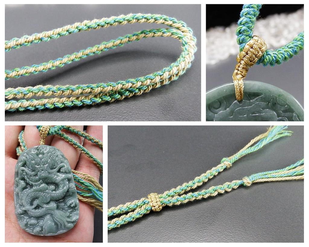 [Stone Street] Excellent color, genuine jadeite, ascending dragon carving pendant, cotton cord necklace, dragon soaring through the four seas,