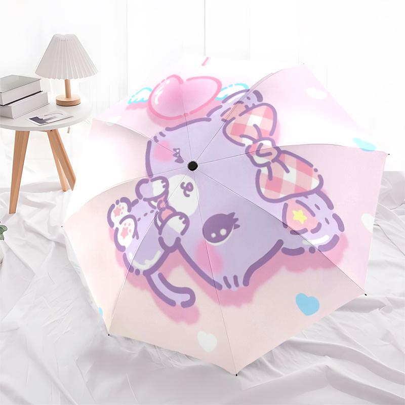 1pc Kawaii Cat Heart Automatic Opening Folding Umbrella with Pink Bow - Outdoor for Fans, Travelers, Daily Use, Festive Gift.T011