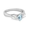 Three Stone Natural Blue Topaz 925 Sterling Silver Engagement Ring