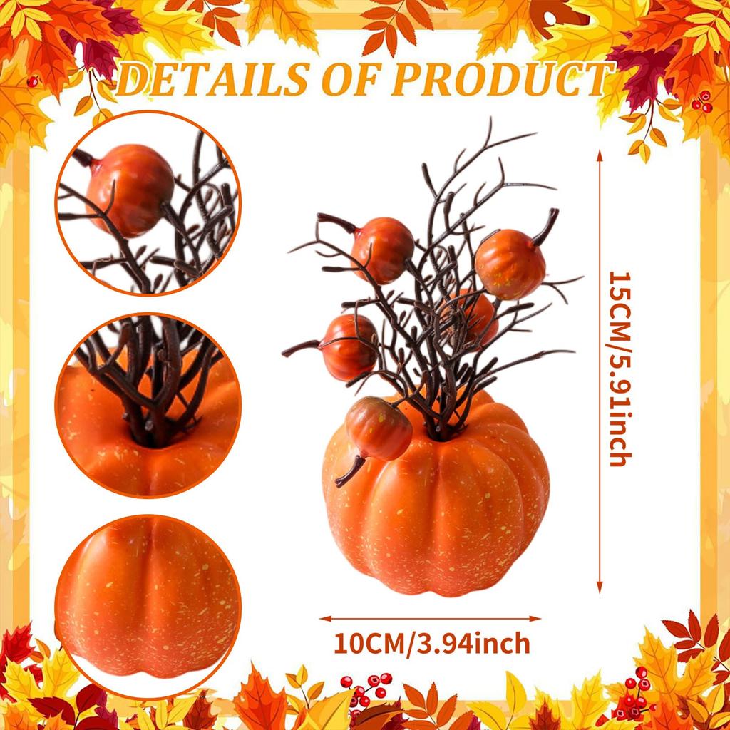Thanksgiving Festival Pumpkin Simulation Branch Table Counter Orange Pumpkin Ornament