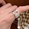 BF CLUB 925 Sterling Silver Rings For Women Open Minimalist Retro Heart Ring Creative Anillos Bague Fine Jewelry