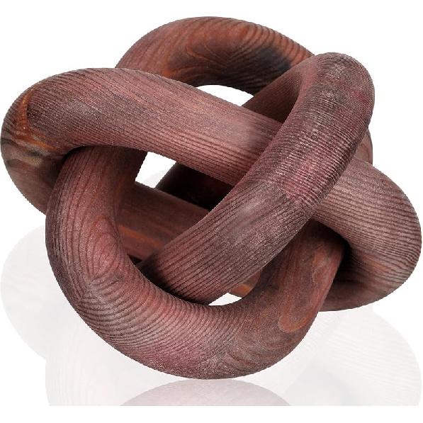 Yalikop 3 Link Wood Knot Decor - Hand Carved Coffee Table Decoration, Boho Chain Link Decor, Modern Shelf, Rustic Objects for Home Living Room