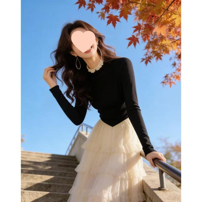 

Autumn 2026 New Long Sleeve Color Block Patchwork Dress - Elegant, Slimming, Flattering, Age-Reducing Style. S