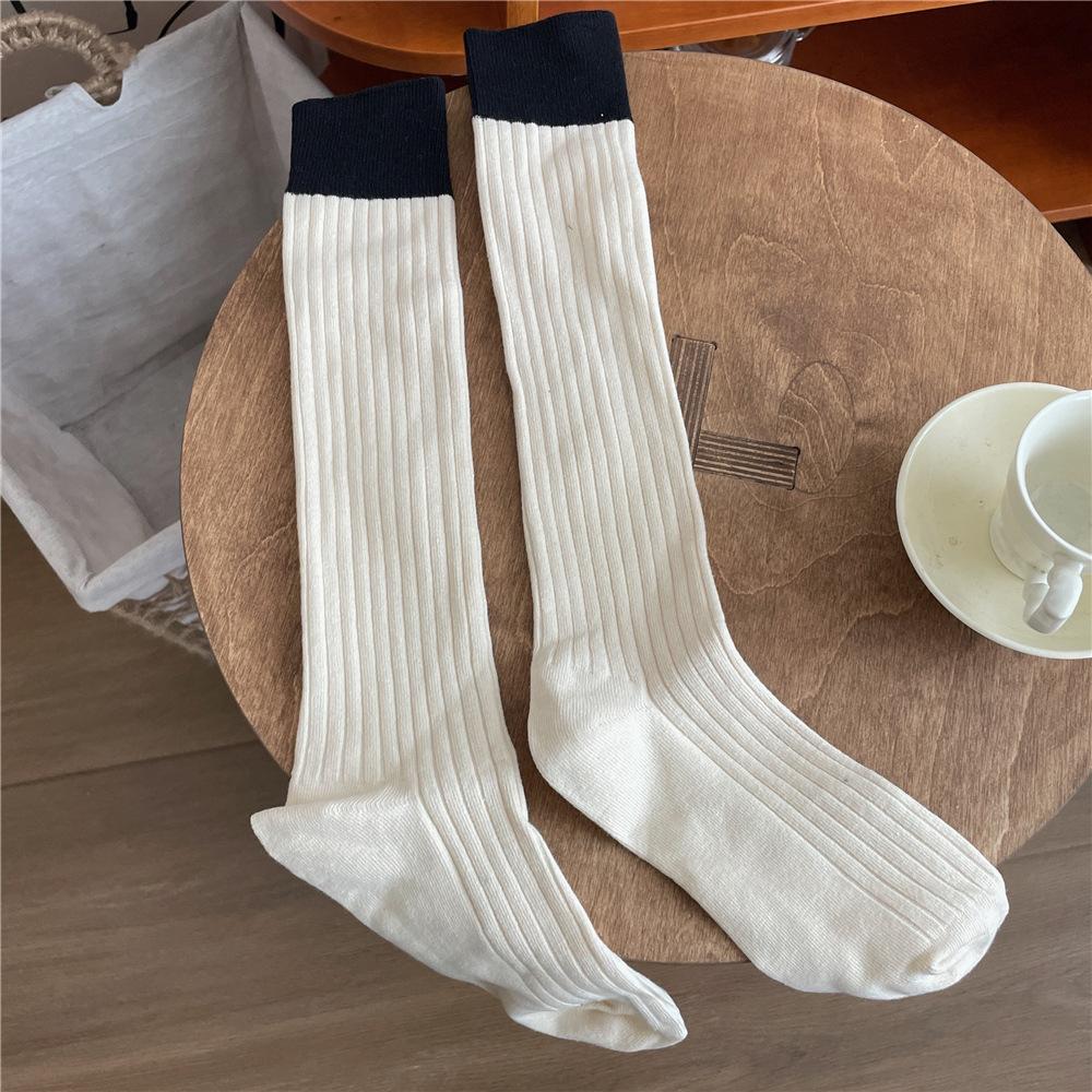 Women's Stockings Color Matching Knitted Cotton Long Socks Stockings Women JK Japanese Fashion School Girls Knee Socks Stockings