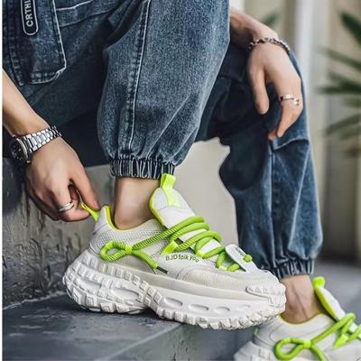 Fashion Men Sneakers 2024 Autumn New Style Thick Sole Breath Comfort Casual Height Increasing Shoes Mesh White Wear-resistant Shoes