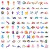 200pc Cartoon Life Stickers, Gold Foil Gift Box, Jellyfish And Dolphin Children's Gift Stationery Stickers