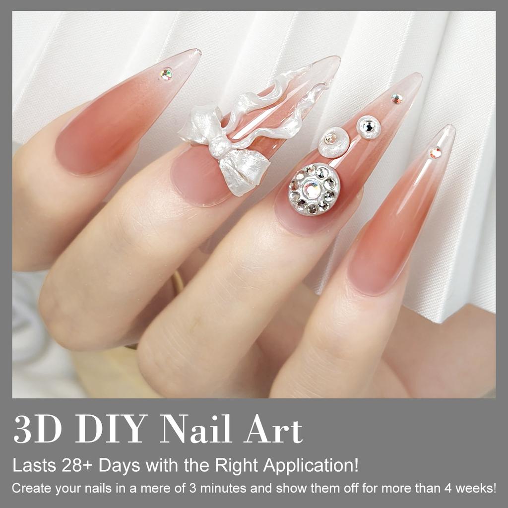 Reinforced Nail Polish Adhesive for Press-On Nails, Gel Glue for Fake Nails, Long-Lasting Waterproof Fast-Drying, 5pcs