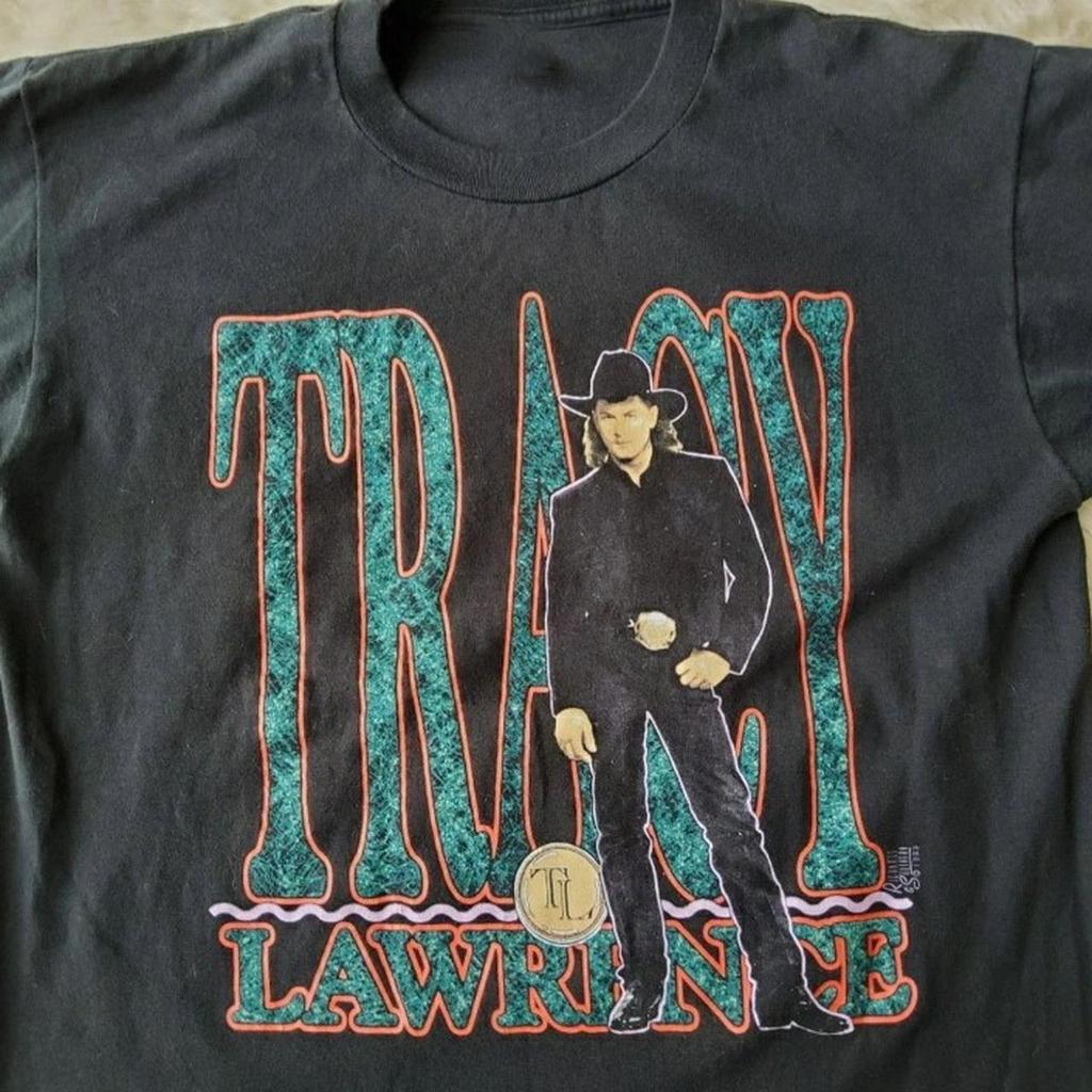 90s Alibis Tracy Lawrence Shirt Short Sleeve Black Unisex S-5XL