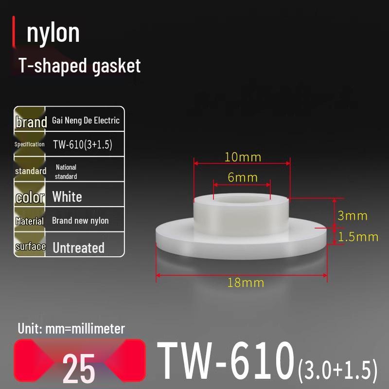 T-shaped Nylon Gasket Ring Screw Shaft Sleeve, Round Concave-Convex Insulation Pad, M2-M35