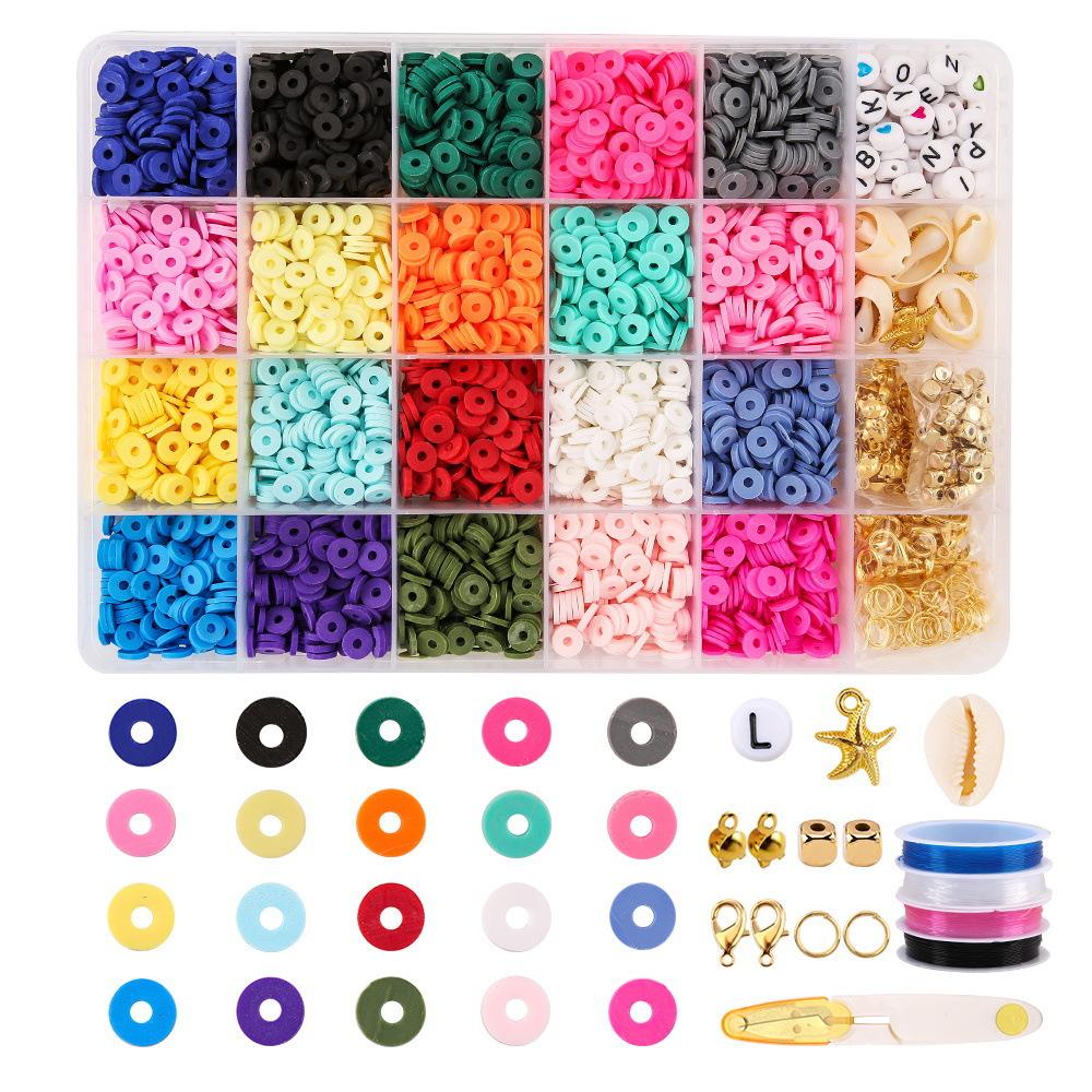 Direct Supply Of 24 Grid Soft Pottery Sheet Set, Soft Pottery Beaded Pcv Mixture, Clay Beads Diy Made Bracelet Necklace