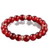 Festive Gifts Red Crackle Glass Beaded Bracelet With Silver Accents Bold Fashion Jewelry For Men And Women Daily Wear Simple Versatile Accessory