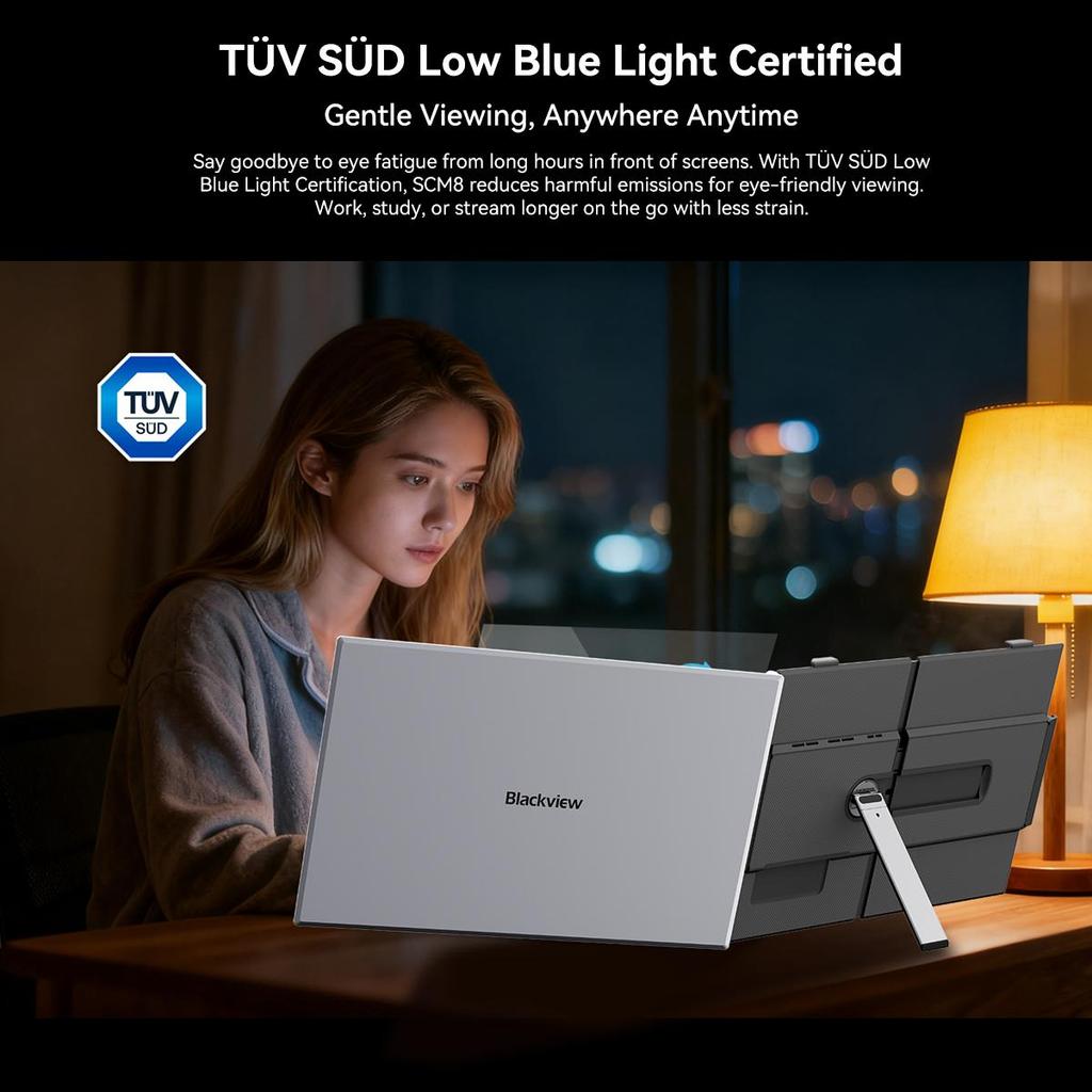 Blackview Monitor portabil ultra-subțire SCM8 15.3" – 4.6mm subțire, 800g ușor, Plug & Play USB-C