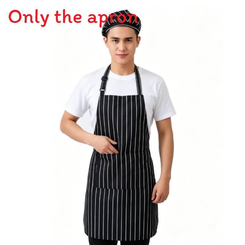 Striped And Peppers Print Sleeveless Apron For Restaurant Chefs And Waitstaff