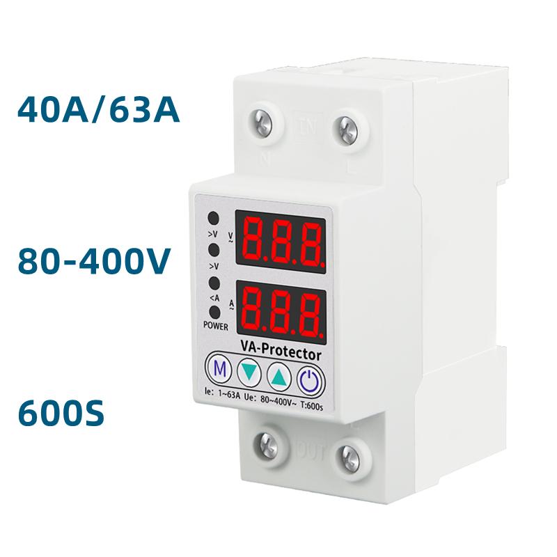 Adjustable Digital Voltage Relay 220V 40A/63A Household Circuit Breaker Surge Protector Limit Over And Under Current Protection