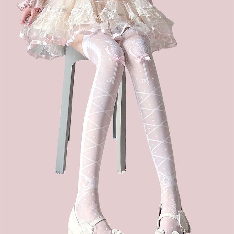 Lolita Pantyhose, Sweet And Uncropped Pineapple Bottoming Socks, Pure Desire Stitching, Small Floral Stockings