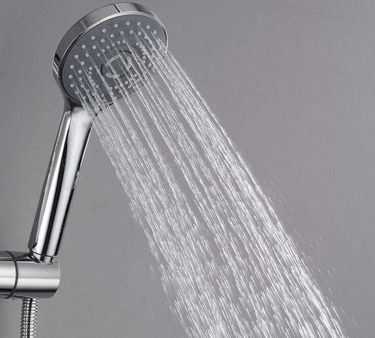 3 Functions Spray ABS Chrome Finish Water Saving Hand Held Shower Head Modern Design Easy Installation Bathroom Wall Mount