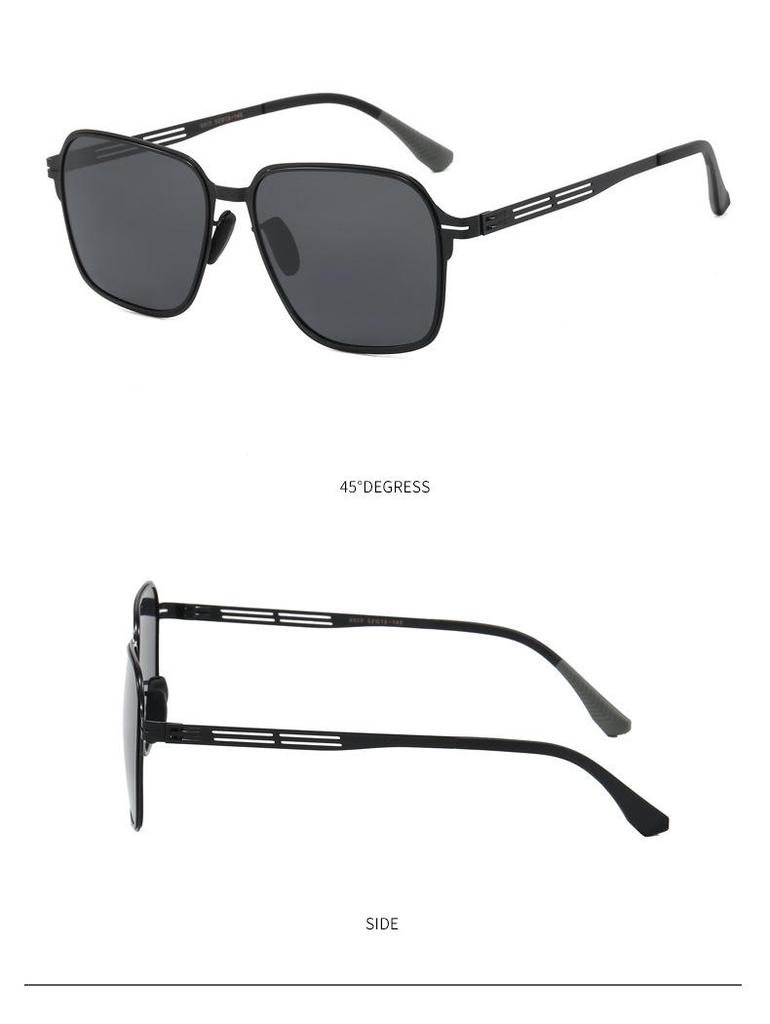 Men's Lightweight Polarized Metal Sunglasses - UV Protection, Black Outdoor Design