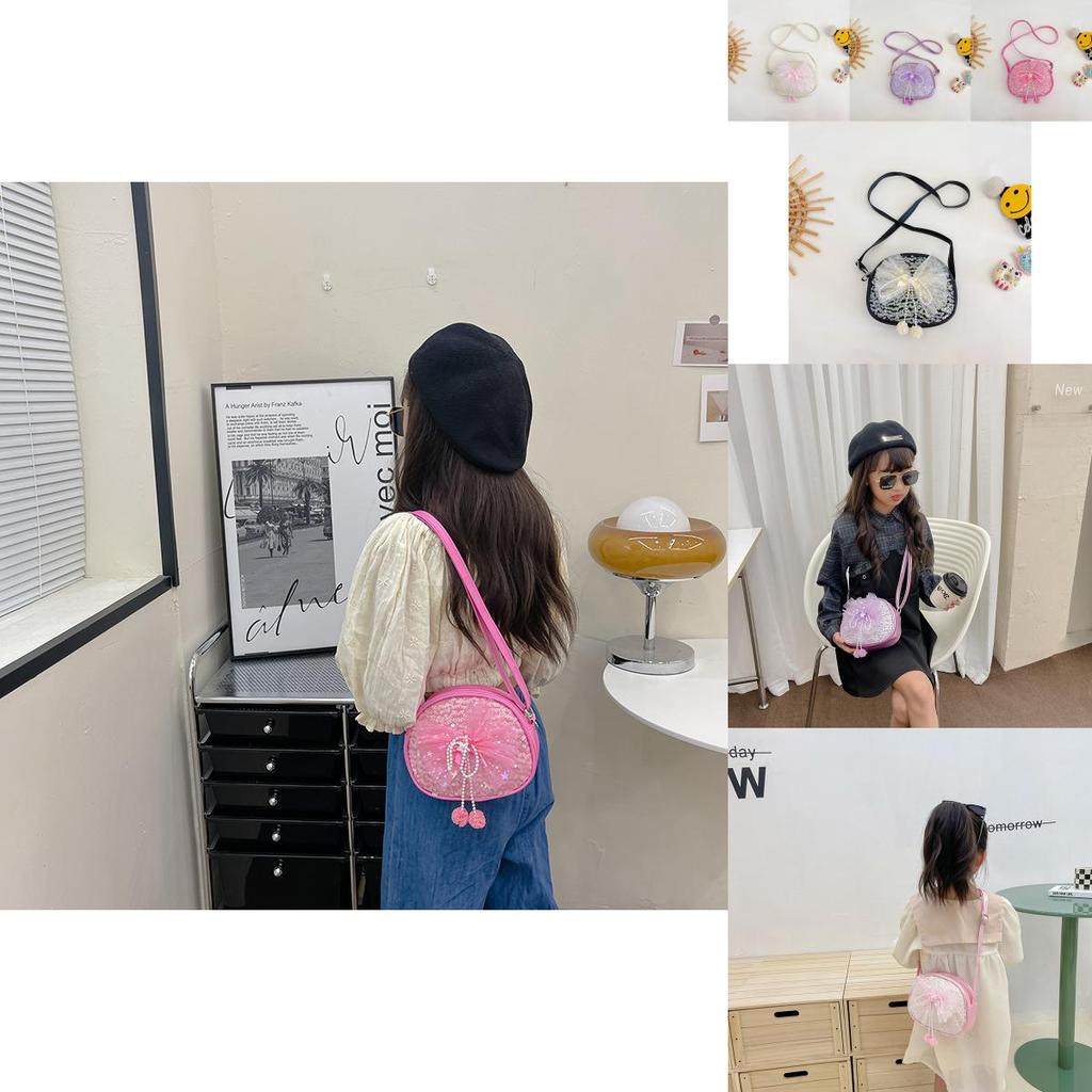 Adorable Ins Children's Bag Fashionable Cute Bow Sequin Little Round Bag For Kids