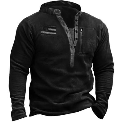 Herr Fleece Varm V-ringad Dragkedja Sweatshirt Utomhus Sportjackor Pullover Herr Casual Ytterkläder