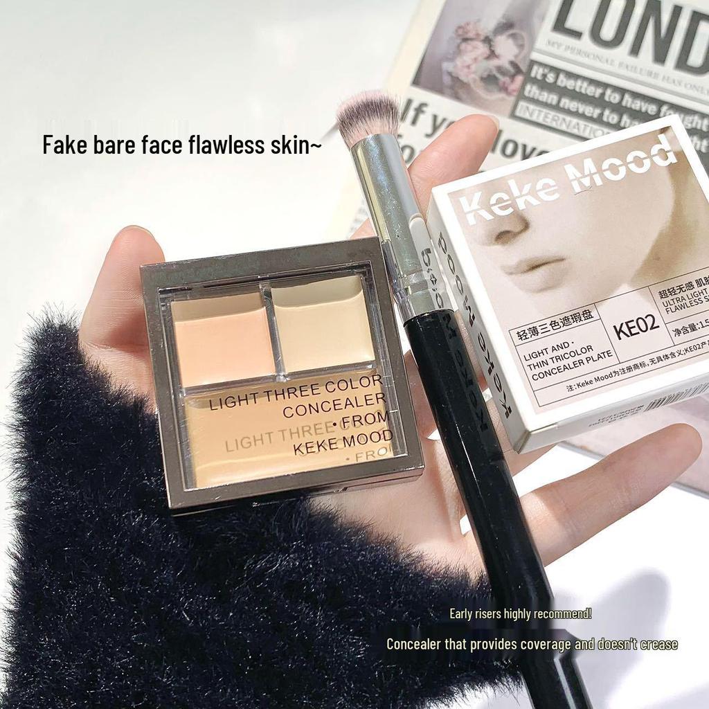 Palette Correcteur 3 Couleurs Kekemood: Couvre les taches, l'acné, les cernes; Illumine, Sculpte; Maquillage Naturel & Polyvalent.