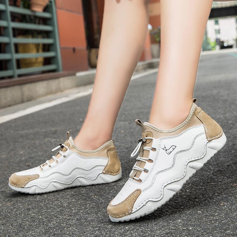 2025 popular first-layer leather cowhide large-size women's shoes outdoor casual shoes autumn and winter sports shoes