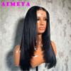 AIMEYA Layered Cut Wig Burgundy Lace Front Silky Straight Wig for Women Long Synthetic Lace Wigs Heat Resistant Fiber Daily Use