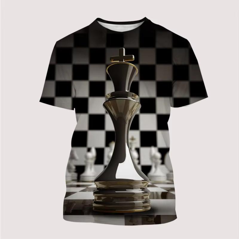 Neues Herren T-Shirt 3D-Druck Internationale Schachgrafik T-Shirts Sommer Lustig Harajuku Rundhals Oberteil Herren Kinder Mode Lässige T-Shirts