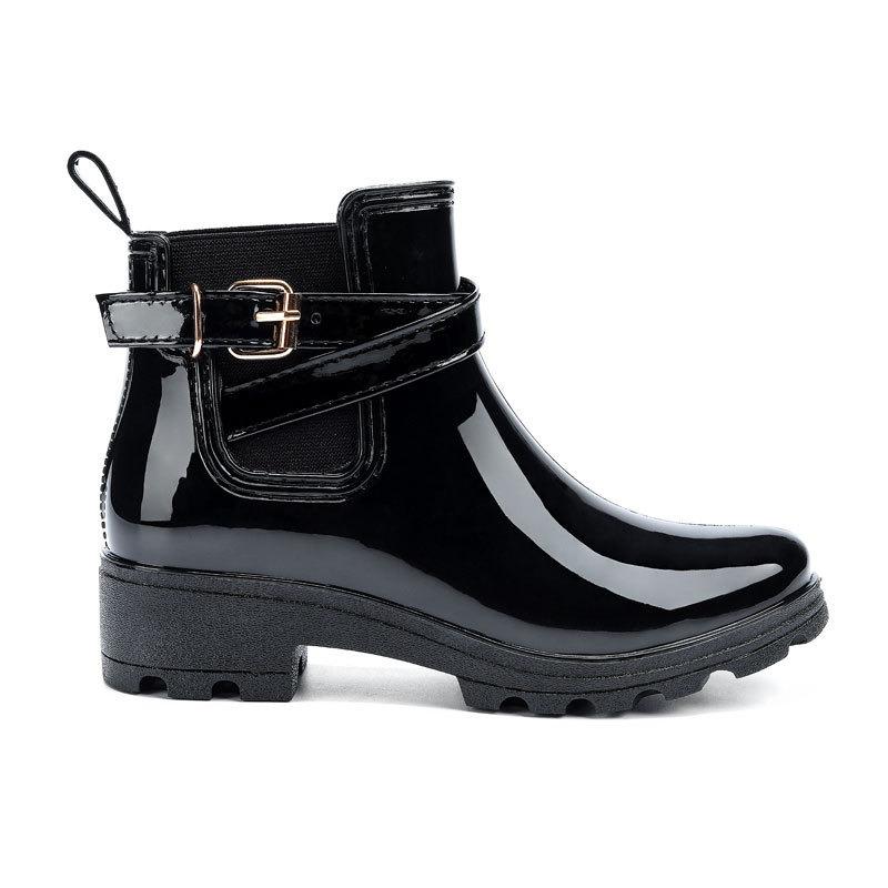 Four Seasons Rain Shoes Women's Chelsea Rain Boots Short Non-slip Water Shoes Fashion Martin Boots Low Heel Casual Adult Rain Boots