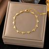 French Titanium Steel Heart Choker Necklace And Bracelet Set Sweet Peach Heart Tassel Design Women Jewelry