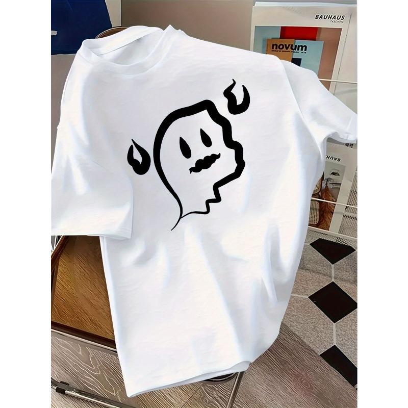 European Sizes Loose Short-Sleeve T-Shirt with Cartoon Ghost Design, Trendy And Versatile for Summer - Perfect for Kids