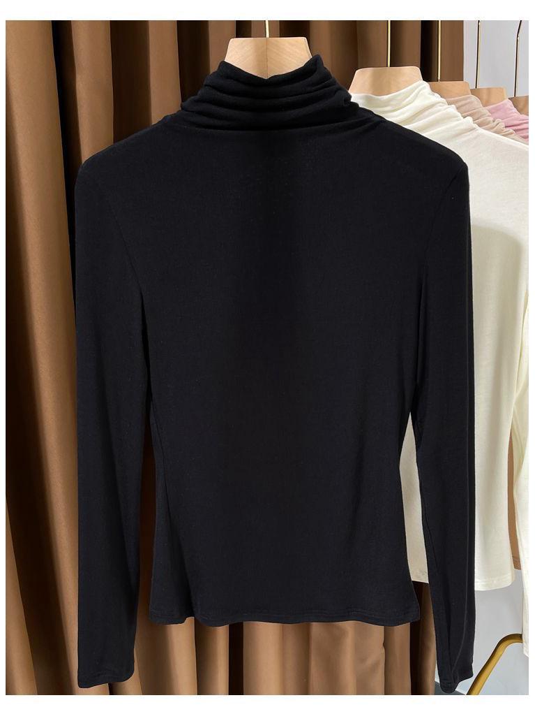 Modal High-Neck Base Layer Top for Women, Spring/Autumn, Tight-Fit, Long Sleeve, Mask T-Shirt, Thin Outerwear