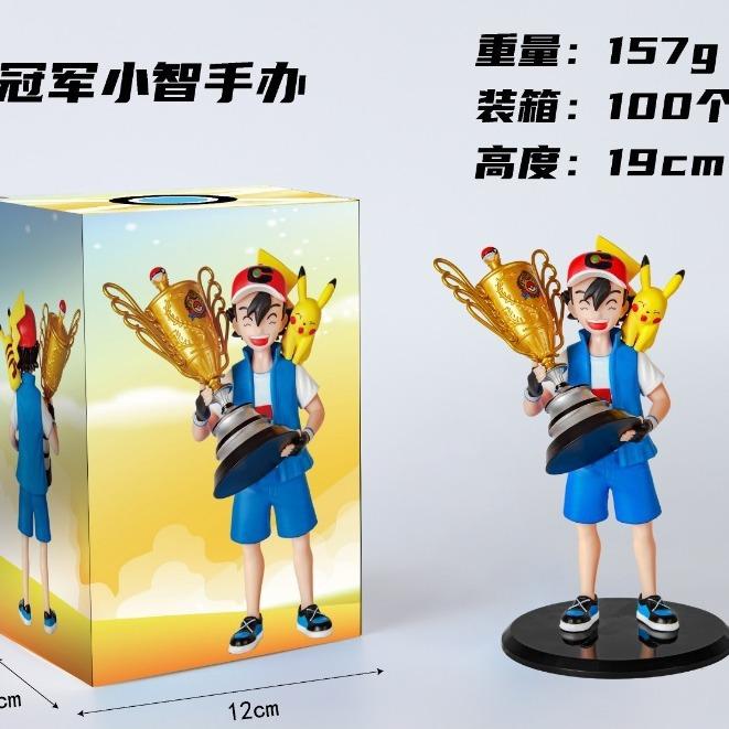 

Pokemon Ash Ketchum Pikachu Champion Standing Posture GK Model Anime Action Figure Pocket Monsters Toys Desktop Accessories 18CM NO BOX