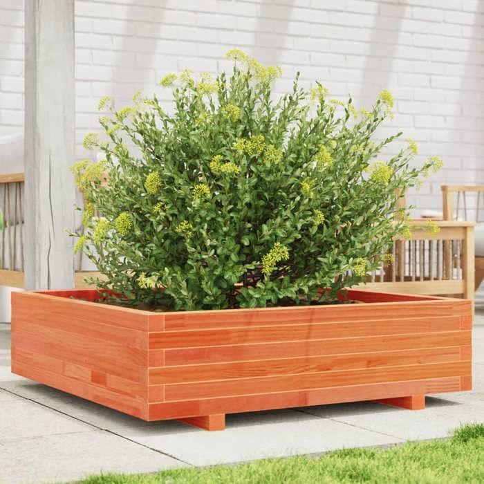 VidaXL Planter Wax Brown 90x90x26.5 Cm Solid Pine Wood, Outdoor Planter, Flower Box, Plant Box, 847315